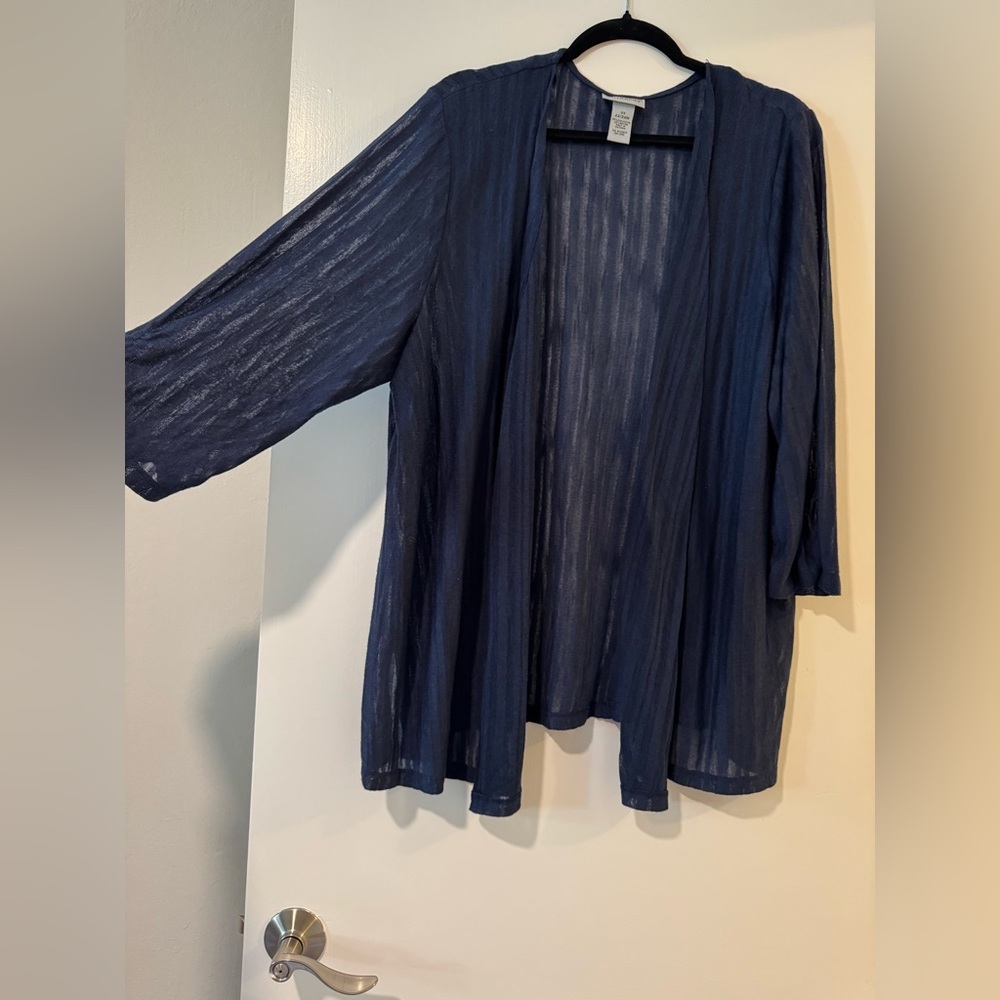 Catherines lightweight cardigan open front 22/24 in navy blue 3/4 sleeve